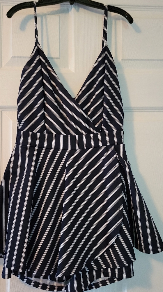 Navy and ivory romper